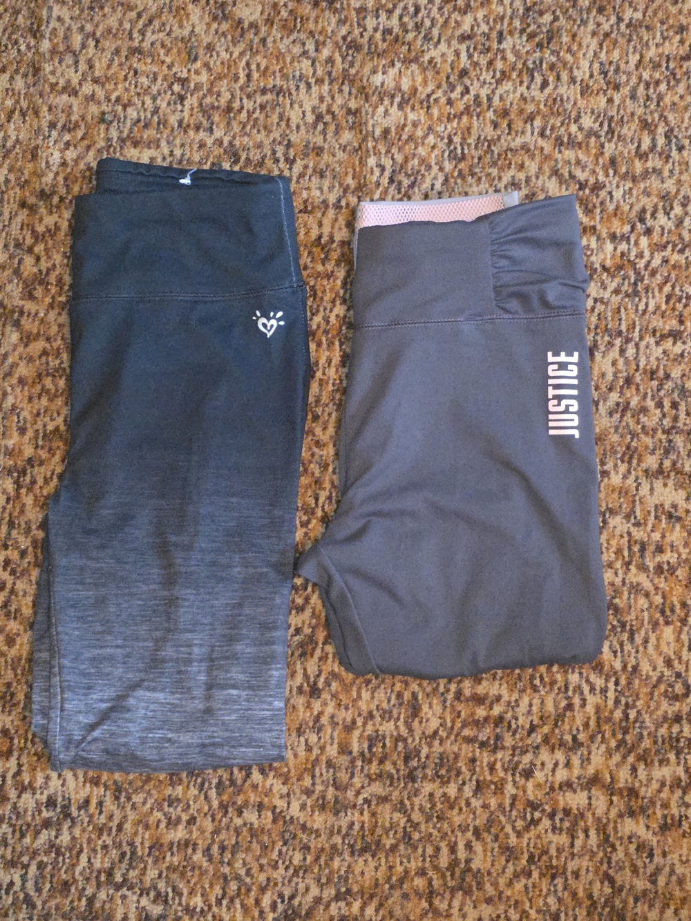 Justice Girls' Black Leggings with Pink Logo and Accent